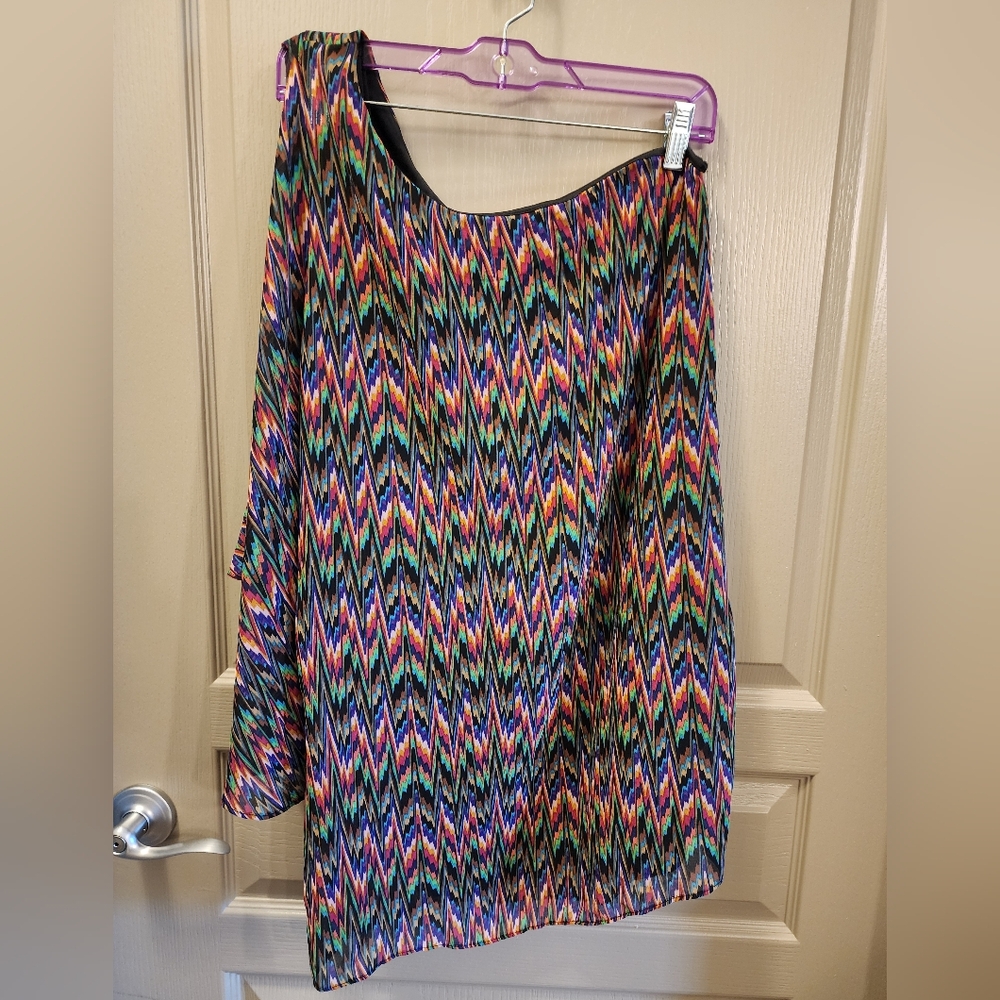 Colorful One-Shoulder Mini Dress by GB